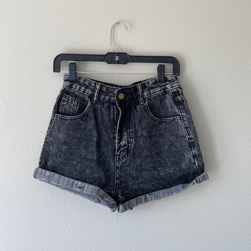 Acid Wash High Waist Denim Shorts